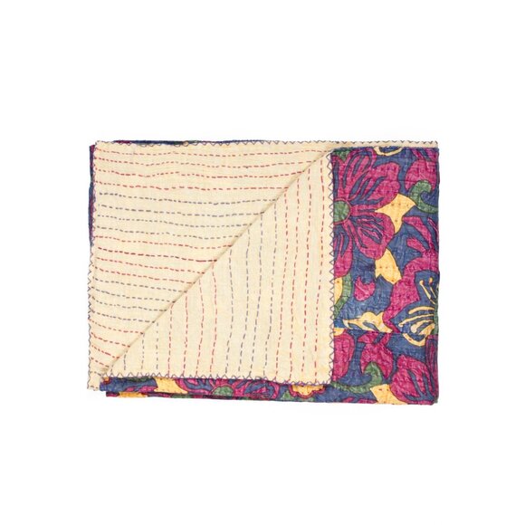 Taj Hotel Home Decor Kantha Cotton Throw | 1-Piece | Multicolor | 50"x70" - Picture 1 of 3